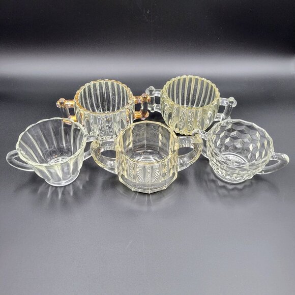 Vintage Sugar Bowls Condiment Servers Clear Glass Serving Kitchen Lot Of 5 Read - Picture 1 of 8